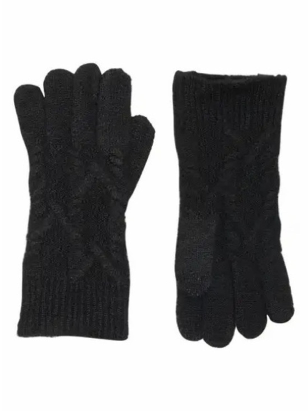 AllSaints from Nordstrom Classic Soft Black Cable Knit Wool Blend Gloves::NWT::